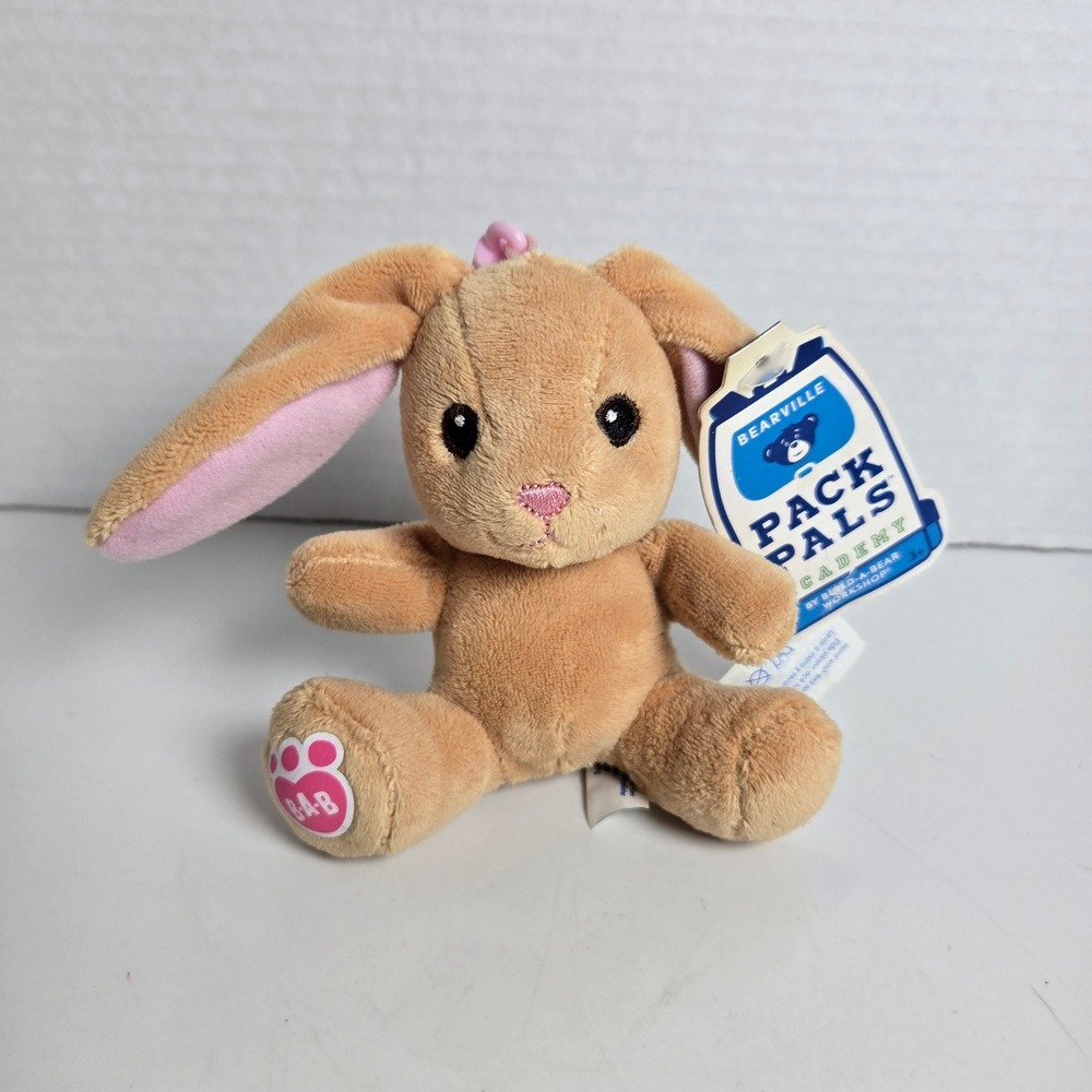 Build A Bear Pawlette Brown Pink Bunny Rabbit Mini Plush 4" Keychain Pack Pals